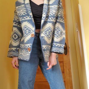 Vintage 100% WOOL Alps Sweater w/ Wooden Buttons